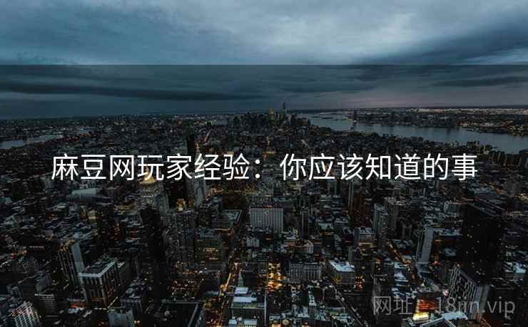 麻豆网玩家经验：你应该知道的事